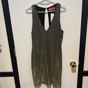 Pookie & Sebastian Sparkly Black and Gold Dress NWT